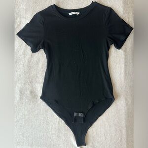 Black Crewneck Tee Bodysuit with Full Coverage Bottom SIZE L